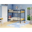 Pemberly Row Twin Size Metal Bunk Bed with Slats and Headboard in Black
