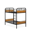 Pemberly Row Twin Size Metal Bunk Bed with Slats and Headboard in Black