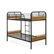 Pemberly Row Twin Size Metal Bunk Bed with Slats and Headboard in Black
