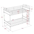 Pemberly Row Twin Size Metal Bunk Bed with Slats and Headboard in Black