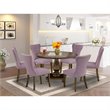 Pemberly Row 7-Piece Wood Dining Table Set in Distressed Jacobean