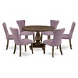 Pemberly Row 7-Piece Wood Dining Table Set in Distressed Jacobean