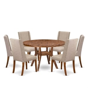 Pemberly Row 7-Piece Modern Dining Table Set in Walnut Finish