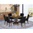 Pemberly Row 7-Piece Wood Dining Set in Distressed Jacobean/Black