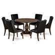 Pemberly Row 7-Piece Wood Dining Set in Distressed Jacobean/Black