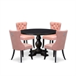 Pemberly Row 5-Piece Round Pedestal Dining Set in Sand-Blasted Black