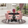 Pemberly Row 5-Piece Round Pedestal Dining Set in Sand-Blasted Black