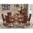 Pemberly Row 7-Piece Dining Set with Wood Table and Faux Leather Chairs