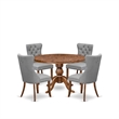 Pemberly Row 5-Piece Dining Set Wood Table with Faux Leather Chairs Walnut