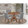 Pemberly Row 5-Piece Dining Set Wood Table with Faux Leather Chairs Walnut