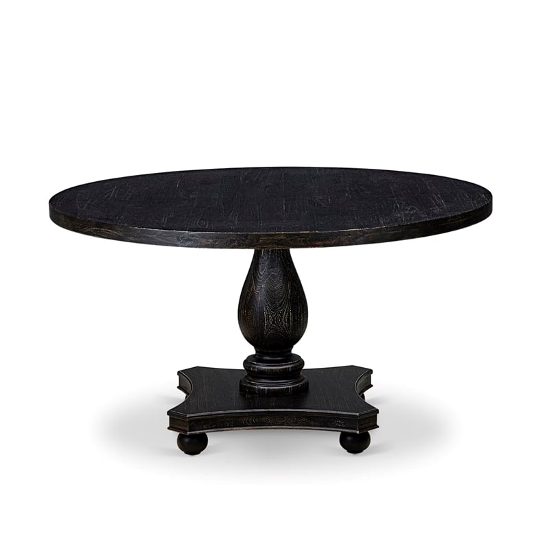 Pemberly Row 7-Piece Round Dining Set with Pedestal Table Black Finish