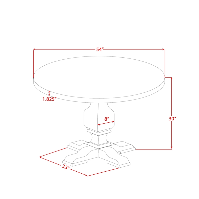 Pemberly Row Round Kitchen Table with Pedestal Base in Walnut Finish