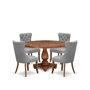 Pemberly Row 5-Piece Dining Set with Faux Leather Chairs in Walnut Finish