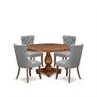 Pemberly Row 5-Piece Dining Set with Faux Leather Chairs in Walnut Finish