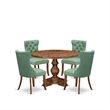 Pemberly Row 5-Piece Dinner Set with Faux Leather Chairs in Walnut Finish