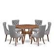Pemberly Row 7-Piece Dining Set with Faux Leather Chairs in Walnut Finish