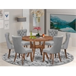 Pemberly Row 7-Piece Dining Set with Faux Leather Chairs in Walnut Finish