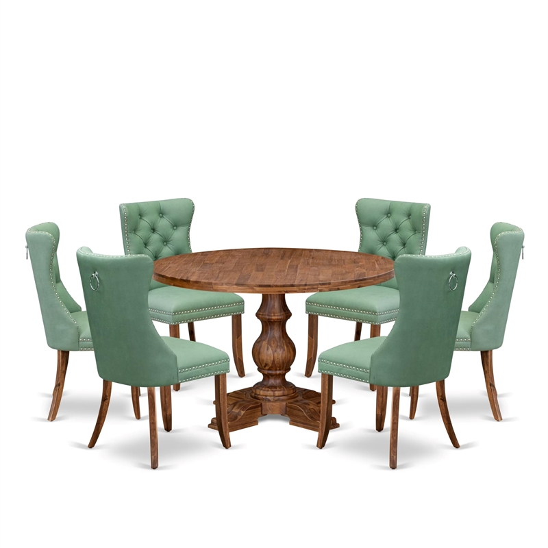 Pemberly Row 7-Piece Wood Dining Table Set in Walnut Finish with Chairs
