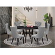 Pemberly Row 7-Piece Black Dining Table Set with Parson Chairs