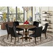 Pemberly Row 7-Piece Wooden Dining Set in Black & Distressed Jacobean