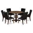 Pemberly Row 7-Piece Wooden Dining Set in Black & Distressed Jacobean