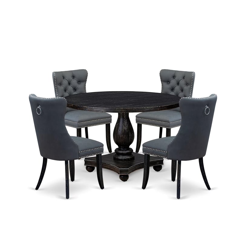 Pemberly Row 5-Piece Dining Set in Sand Blasted Black Finish