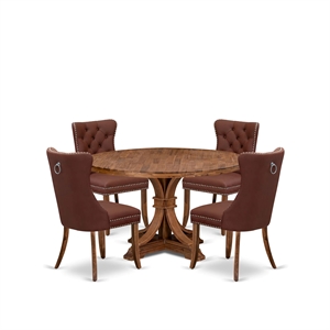 Pemberly Row 5-Piece Modern Wood Dining Set in Walnut Finish