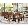 Pemberly Row 7-Piece Dining Room Set with Faux Leather Chairs in Walnut
