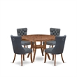 Pemberly Row 5-Piece Dining Set with Faux Leather Chairs in Walnut