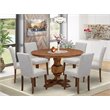 Pemberly Row 7-Piece Wooden Dining Set in Walnut and Doeskin Gray Finish
