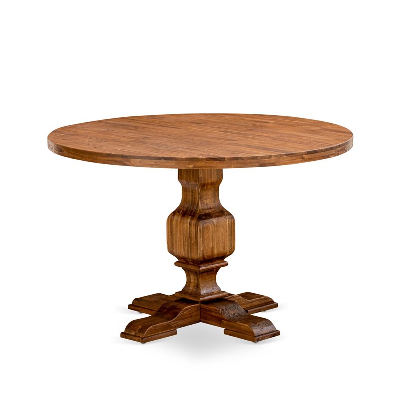 Pemberly Row 7-Piece Wooden Dining Set in Walnut and Doeskin Gray Finish
