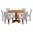 Pemberly Row 7-Piece Wooden Dining Set in Walnut and Doeskin Gray Finish