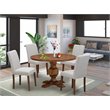 Pemberly Row 5-Piece Dining Set in Antique Walnut and Doeskin Gray