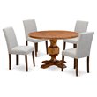 Pemberly Row 5-Piece Dining Set in Antique Walnut and Doeskin Gray