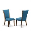 Pemberly Row 7-Piece Wood Dining Set in Distressed Jacobean and Blue