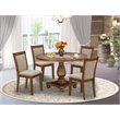 Pemberly Row 5-Piece Wood Dining Set in Antique Walnut and Light Tan