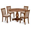 Pemberly Row 5-Piece Wood Dining Set in Antique Walnut and Light Tan