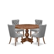Pemberly Row 5-Piece Faux Leather Dining Set in Walnut Finish