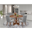 Pemberly Row 5-Piece Faux Leather Dining Set in Walnut Finish