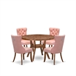 Pemberly Row 5-Piece Dining Set with Walnut Table and Faux Leather Chairs