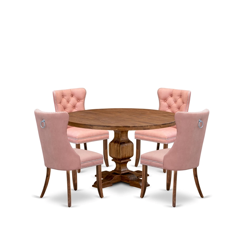 Pemberly Row 5-Piece Dining Set in Walnut Finish with Faux Leather Chairs