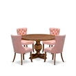 Pemberly Row 5-Piece Dining Set in Walnut Finish with Faux Leather Chairs