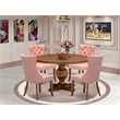 Pemberly Row 5-Piece Dining Set in Walnut Finish with Faux Leather Chairs