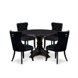 Pemberly Row 5-Piece Acacia Dining Set with Round Table in Black Finish