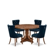 Pemberly Row 5-Piece Dining Set in Antique Walnut Wood for Four People