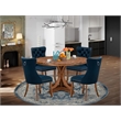 Pemberly Row 5-Piece Dining Set in Antique Walnut Wood for Four People