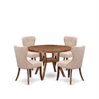 Pemberly Row 5-Piece Round Kitchen Set in Walnut Wood Finish