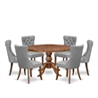 Pemberly Row 7-Piece Walnut Dining Set with Faux Leather Chairs