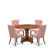 Pemberly Row 5-Piece Dining Table Set in Walnut with Faux Leather Chairs