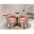 Pemberly Row 5-Piece Dining Table Set in Walnut with Faux Leather Chairs